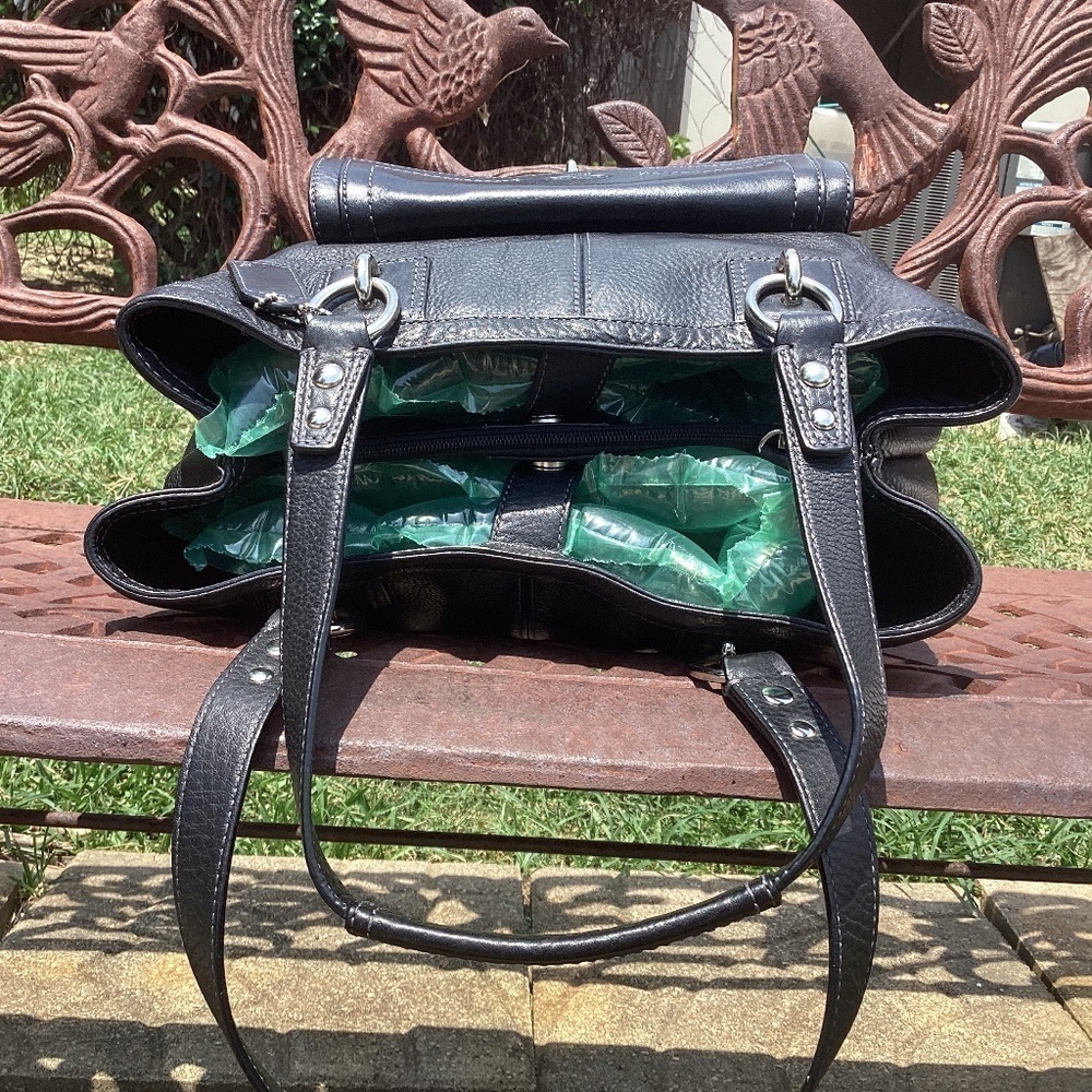 Coach Black Leather Penelope Tote Double Handle Silver Hardware - Picture 6 of 9